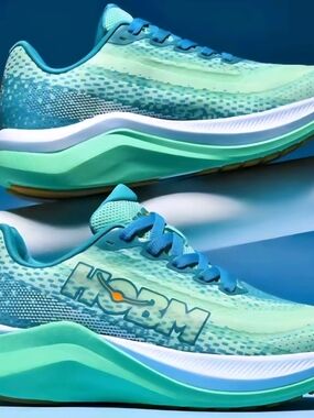 HOBM Light Green/Blue/Yellow/White Mesh Rubber Low Top Men's Athletic Sneaker